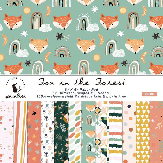 160gsm Scrapbook Cardstock Craft Paper - 6Inch - Fox in the Forest