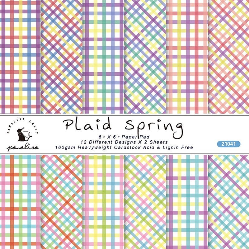 160gsm Scrapbook Cardstock Craft Paper - 6Inch Plaid Spring