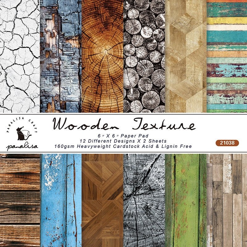 160gsm Scrapbook Cardstock Craft Paper - 6Inch Wooden Texture