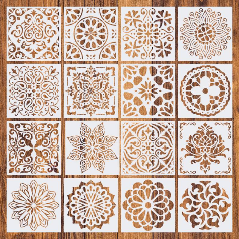 16pcs/set 15*15cm Mandala Painting Art Stencils