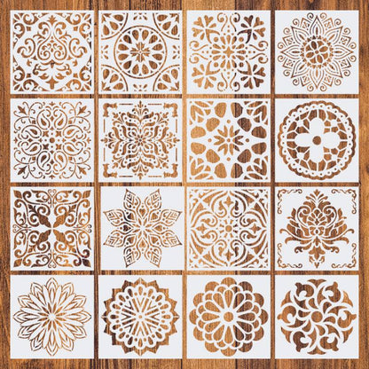 16pcs/set 15*15cm Mandala Painting Art Stencils