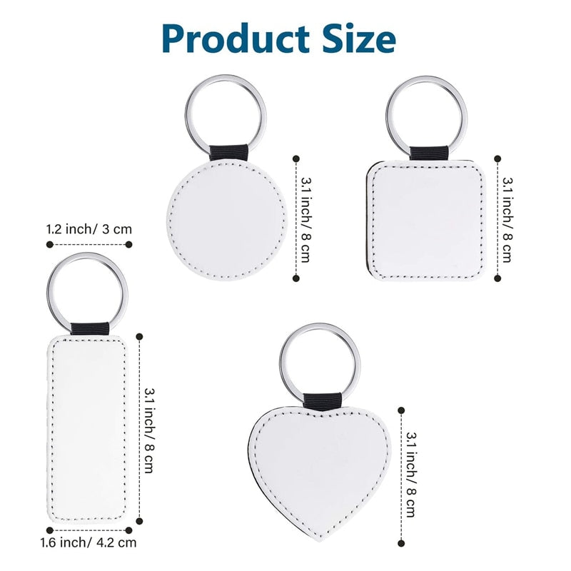 20 Pieces Sublimation Blank Keychains PU Leather Keychain Pendant Heat Transfer Keychain Ornament For DIY Crafts Making