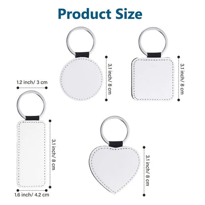 20 Pieces Sublimation Blank Keychains PU Leather Keychain Pendant Heat Transfer Keychain Ornament For DIY Crafts Making
