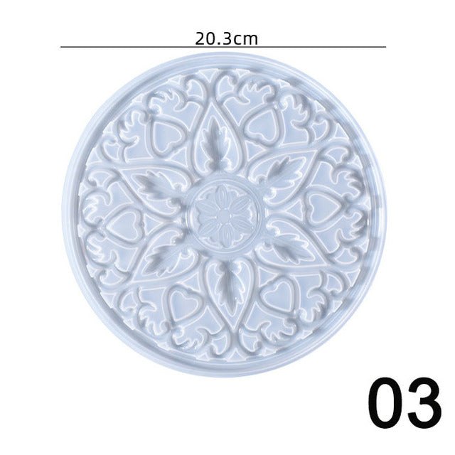 cm Round Silicone Mandala Coaster Mould Resin Moulds