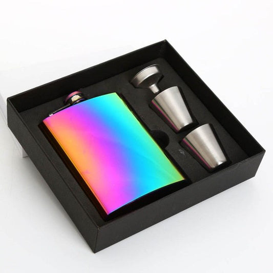 225ml Rainbow Gold Rose Stainless Steel Hip Flask Set Blanks