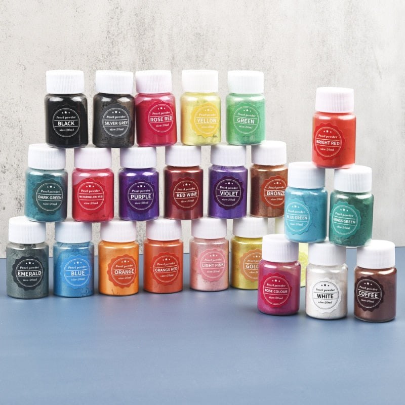 24 Colour Epoxy Resin Pearlescent Pigment Powder Set 