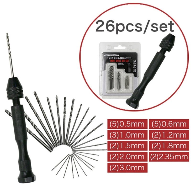 26Pcs Mini Hand Drill Bits Set for Resin Resin