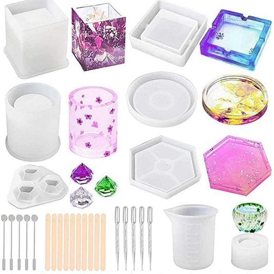 28pc Resin Mould Trinket and Coaster Silicone Mould Starter Pack