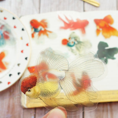28pcs Goldfish Transparent Large PVC Stickers Resin