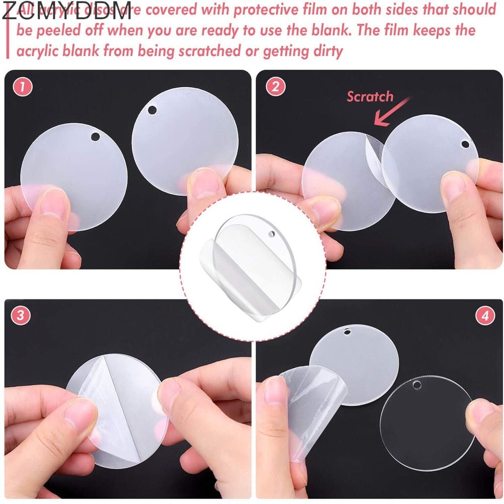 30 x Clear Acrylic Key Ring Sets - Circles 