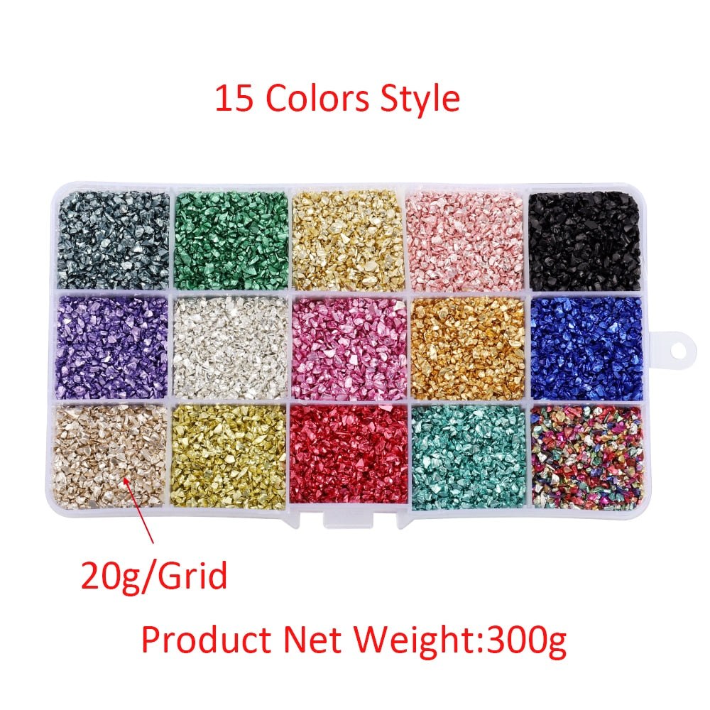 300gms 15 Grid/Box Crushed Stones Mix Ins resin