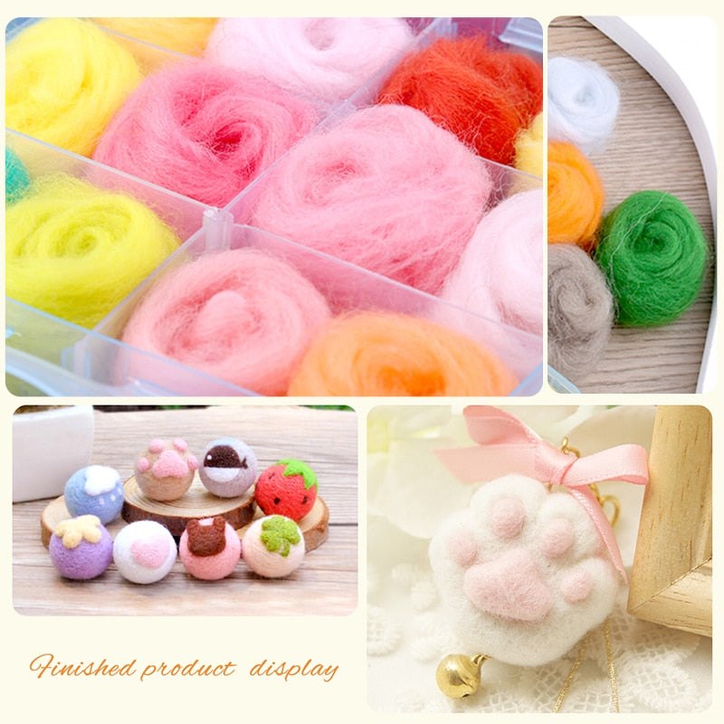 36 Assorted Colour Felting Wool & Bonus Stroage box Wool Felting Kits