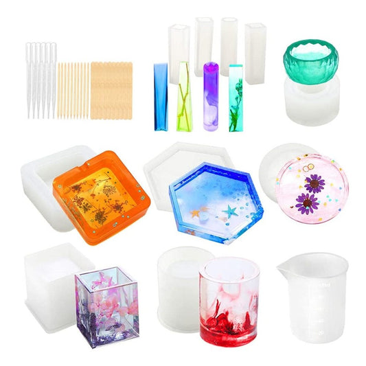 37pc Resin Mould Trinket and Coaster Silicone Mould Starter Pack