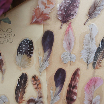 38pcs Feathers Transparent Large PVC Stickers Resin