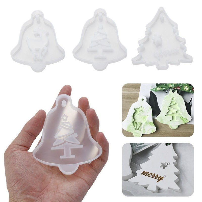 3D Epoxy Resin Hanging Christmas Tree Ornament Pendant Silicone Mould Resin Mould