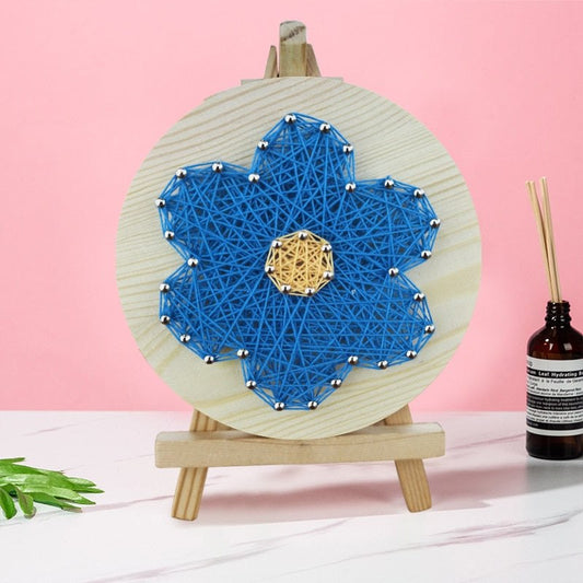 3D String Art Kit With BONUS Mini Easel Stand - Blue Flower
