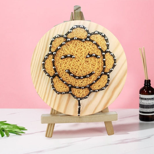 3D String Art Kit With BONUS Mini Easel Stand - Happy Yellow Flower