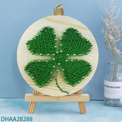 3D String Art Kit With BONUS Mini Easel Stand - Lucky Four Leaf Clover