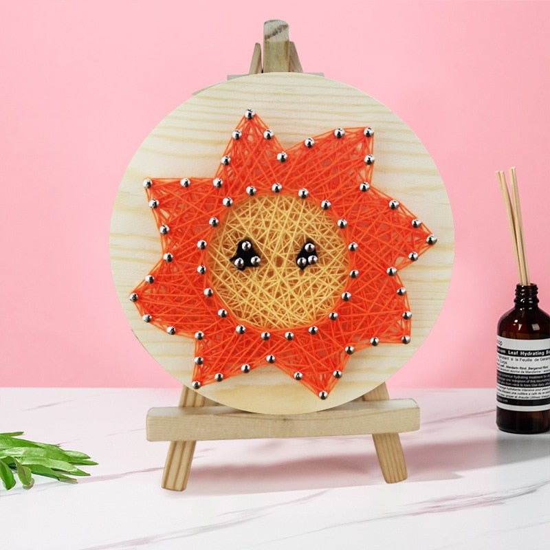 3D String Art Kit With BONUS Mini Easel Stand - Orange Sun