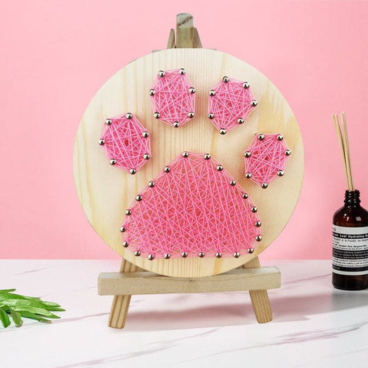 3D String Art Kit With BONUS Mini Easel Stand - Pink Paw Print