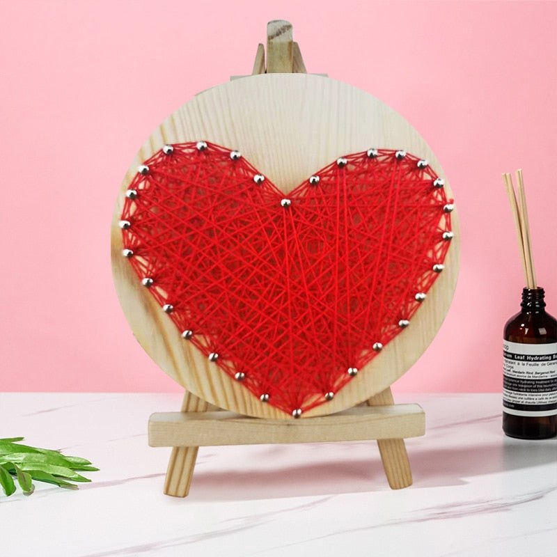 3D String Art Kit With BONUS Mini Easel Stand - Red Love Heart