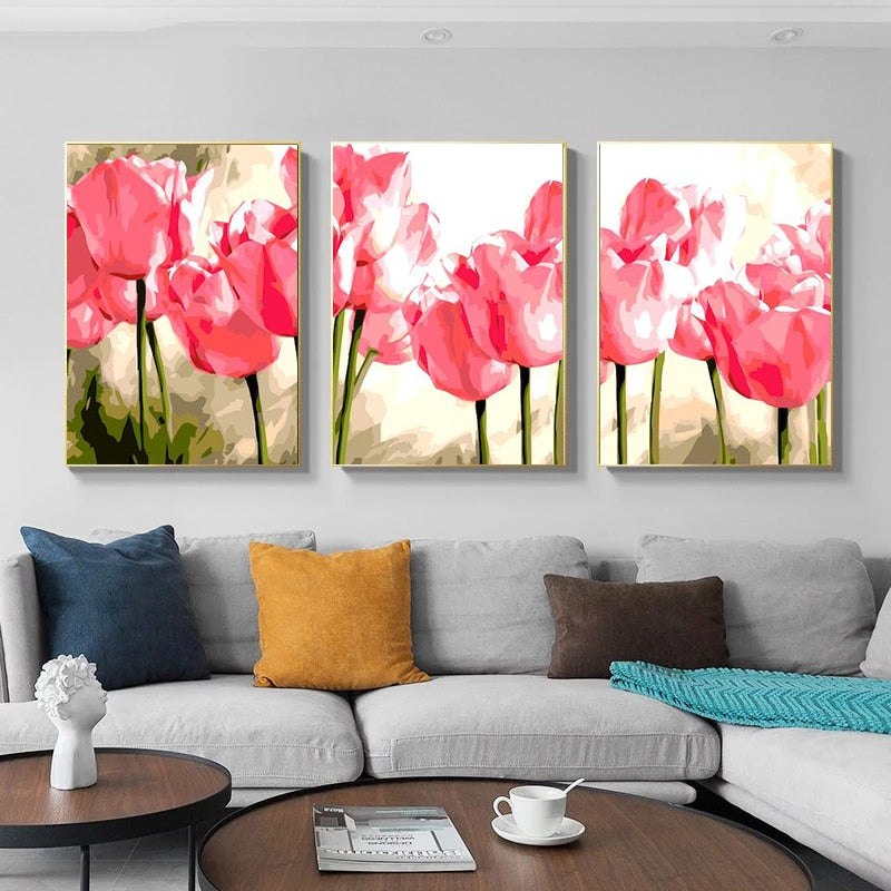 3PC Bundle Paint By Numbers - Pink Tulips 