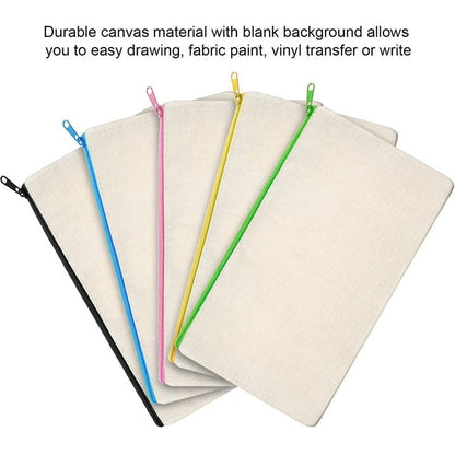 40 Pack Blank Canvas Zipper Bags Blanks