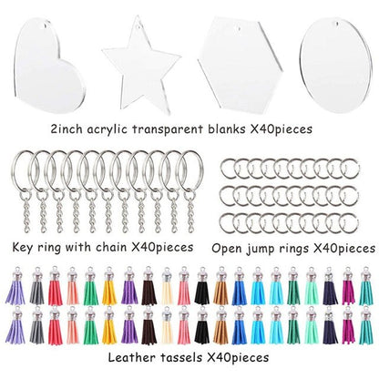 40 x Clear Acrylic Key Ring Sets - Mixed 