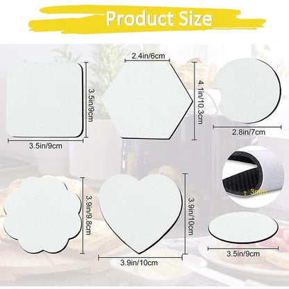 42Pcs Sublimation Heat Transfer Coasters Blank Pack