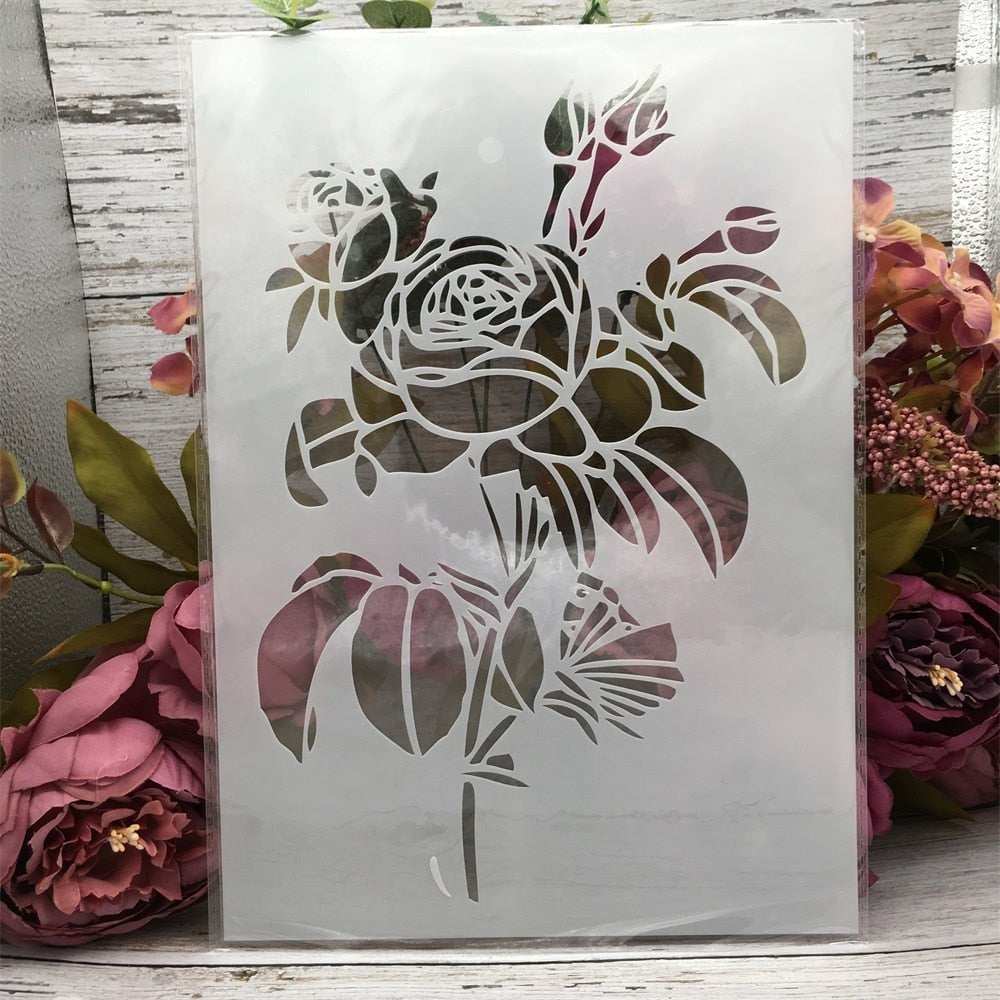 4Pcs A4 Layering Art Stencils 4 Pack - Floral