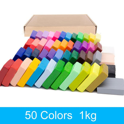 50 Colours DIY Polymer Modelling Craft Clay Set - 1KG