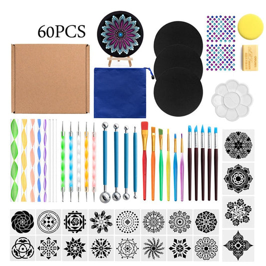 60pcs Mandala Dotting Tools Box Set Art Kit