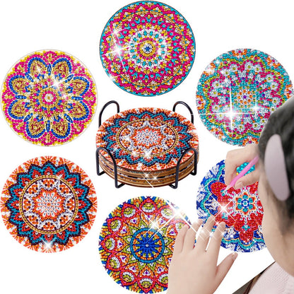 6pc/Sets Diamond Painting Coasters Kits With Holder - Rich Mandalas