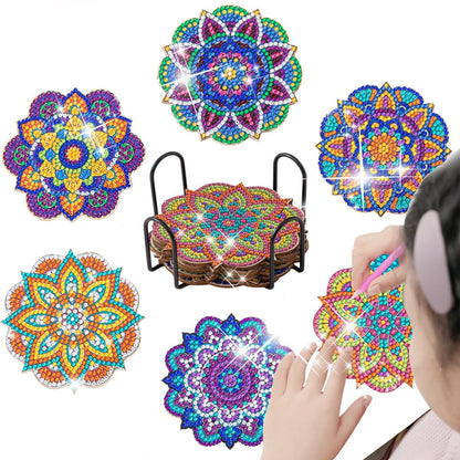 6pc/Sets Diamond Painting Coasters Kits With Holder - Rich Mandalas