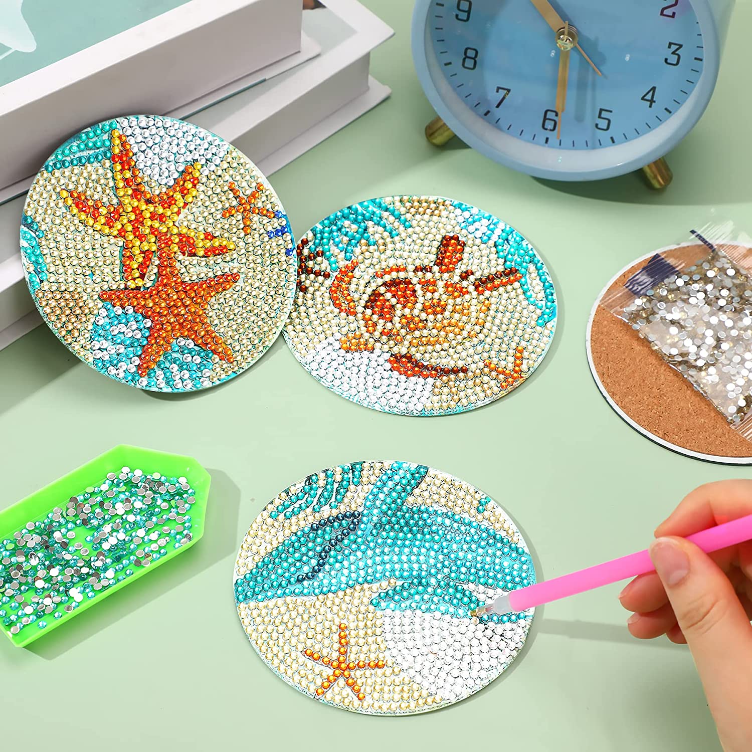 8pc/Sets Diamond Painting Coasters Kits With Holder - Tropical Under the Sea