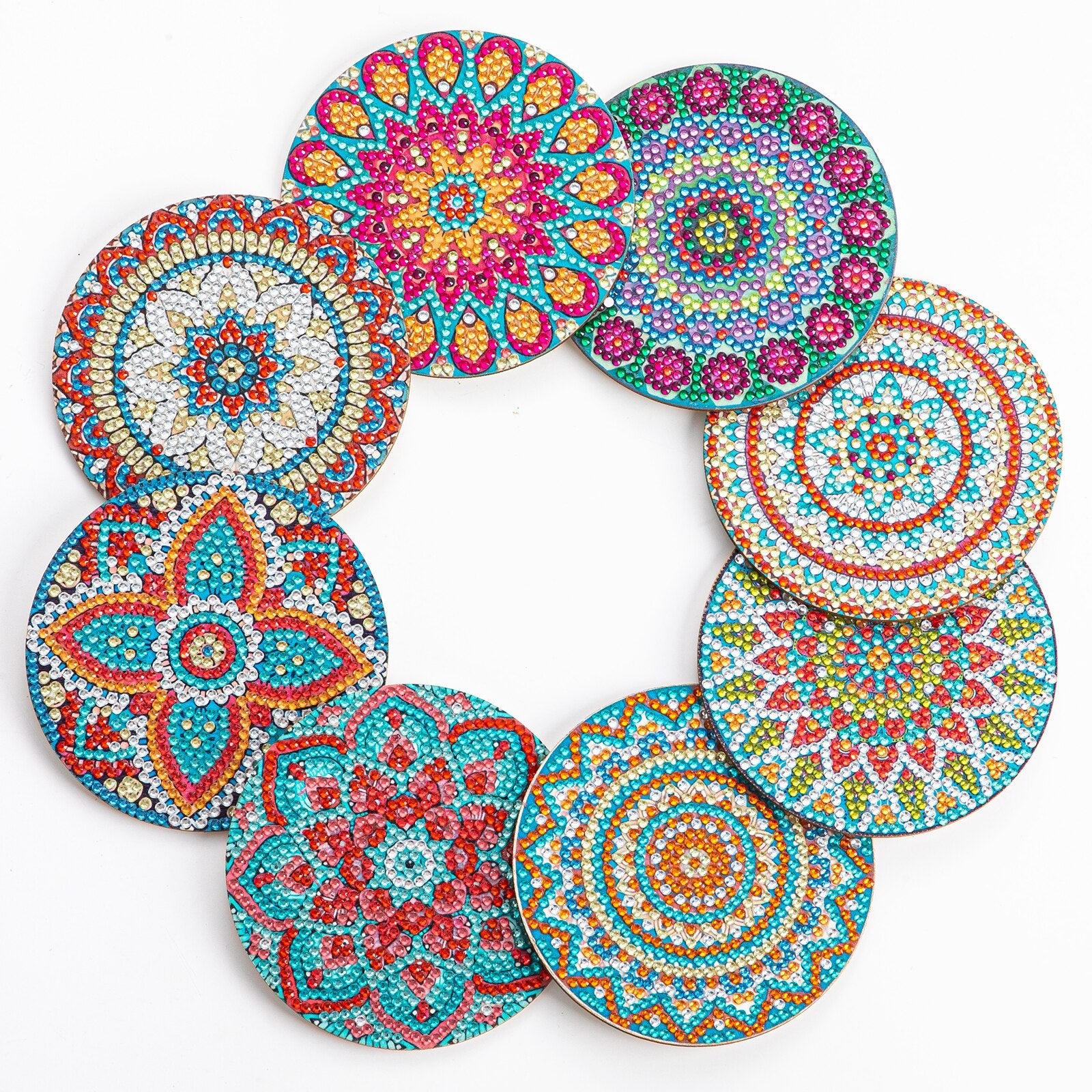 8pc/Sets Diamond Painting Coasters Kits With Holder - Pretty Mandalas