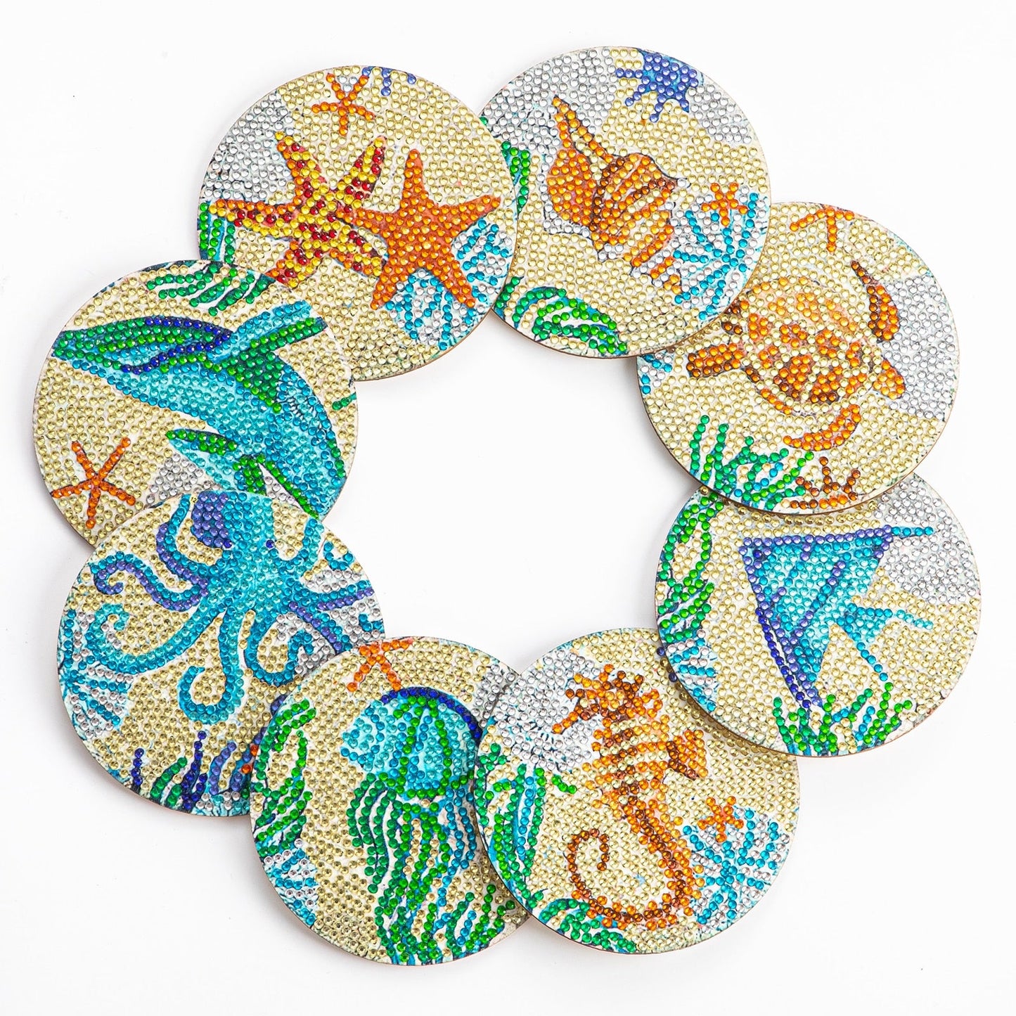 8pc/Sets Diamond Painting Coasters Kits With Holder - Tropical Under the Sea