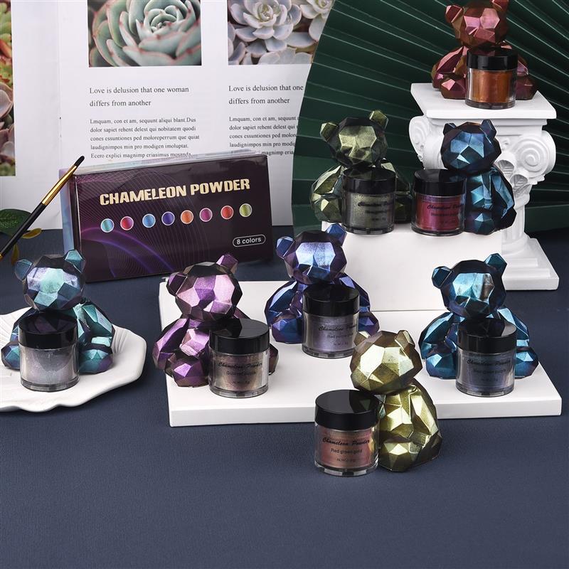 8pcs Mirror Chameleon Pigment Powder Resin