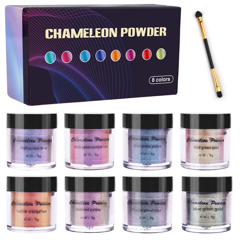 8pcs Mirror Chameleon Pigment Powder Resin