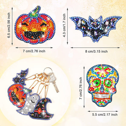 9Pcs Halloween 5D Diamond Painting Keychain Pendant Craft Kit 