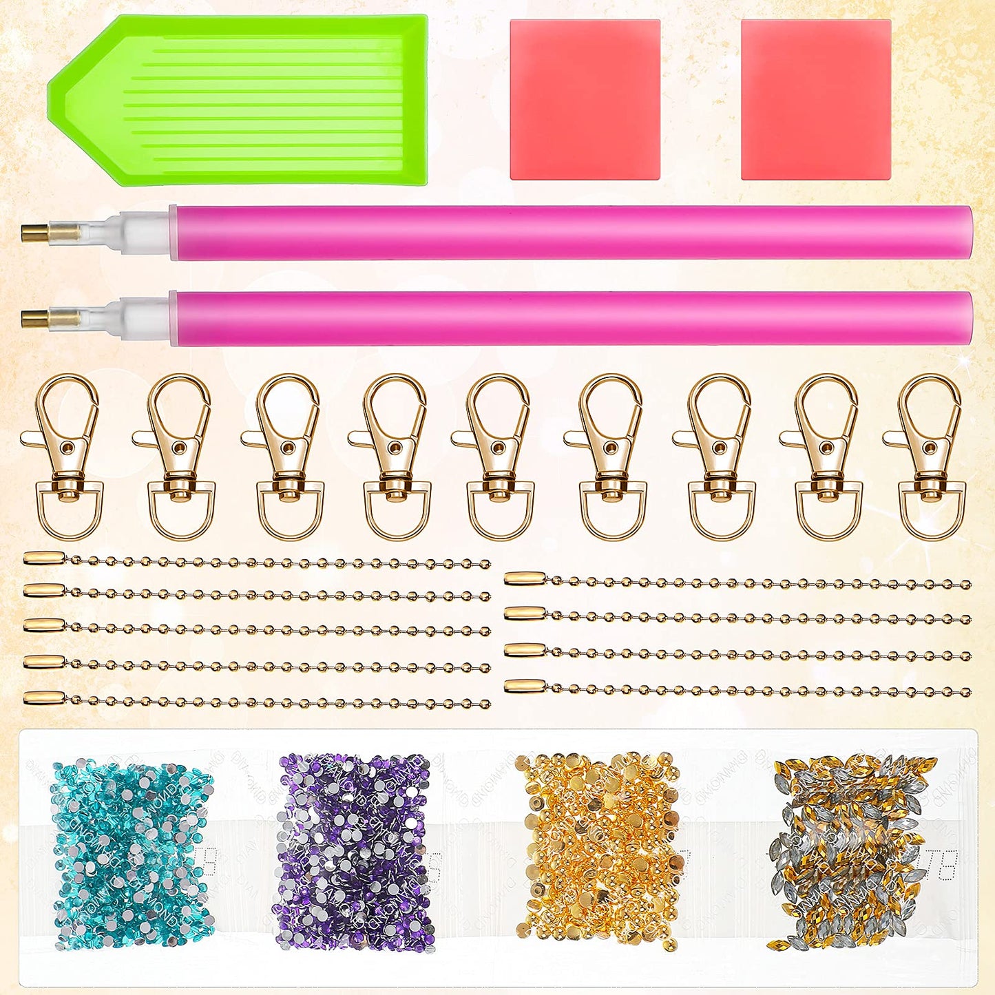 9Pcs Halloween 5D Diamond Painting Keychain Pendant Craft Kit 