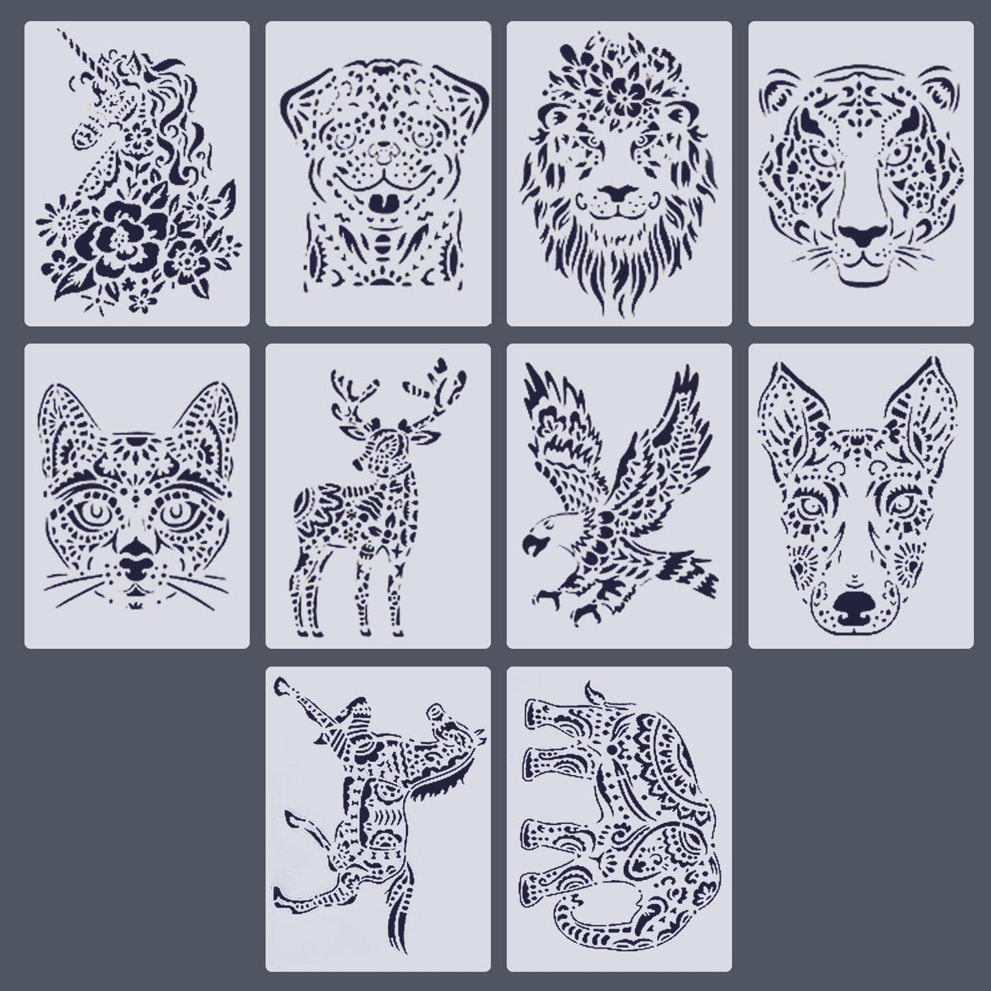 A4 Animal Stencils 10 Pack