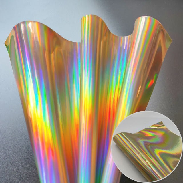 iridescent Rainbow Faux PU Leather Sheet Cut