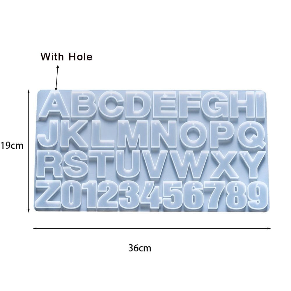 Alphabet Epoxy Silcone Mould with Hole Resin