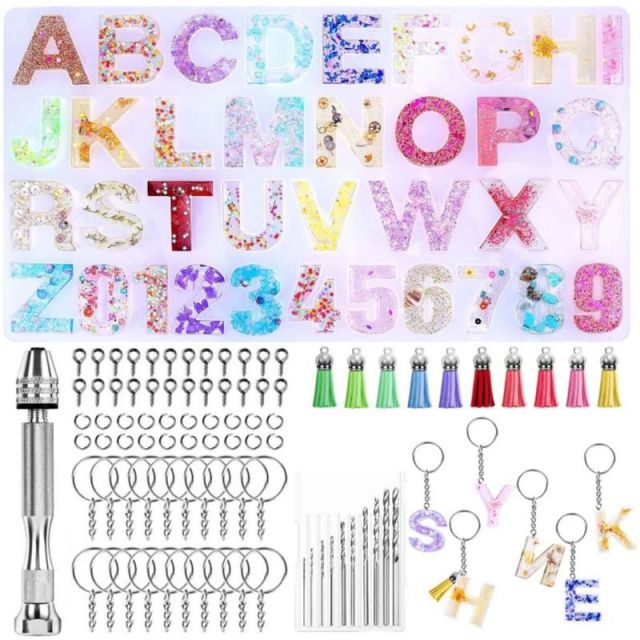 Alphabet Silicone Mould Keyring Tassel Kit Resin Moulds