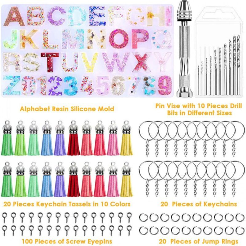 Alphabet Silicone Mould Keyring Tassel Kit Resin Moulds