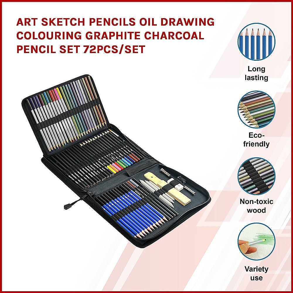 Art Sketch Pencils Oil Drawing Colouring Graphite Charcoal Pencil Set 72pcs/set & Painting Kits