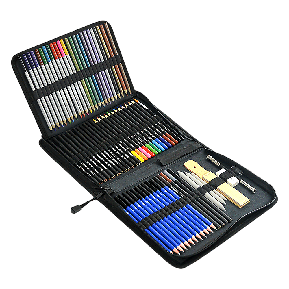 Art Sketch Pencils Oil Drawing Colouring Graphite Charcoal Pencil Set 72pcs/set & Painting Kits