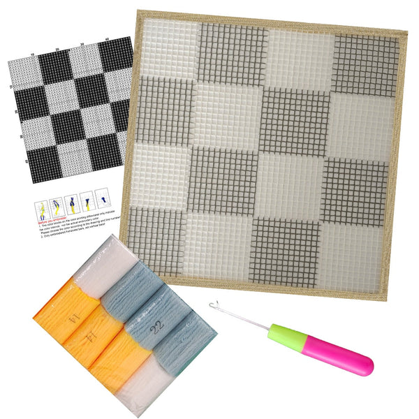 Beginner Latch Hook Kit 30x30cm - Checkered Pattern – Craft Outlet ...
