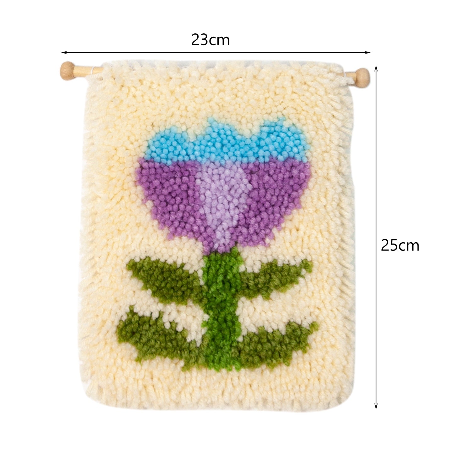 Beginner Mini Latch Hook Wall Hanging Kit Floral Series - Purple Tulip